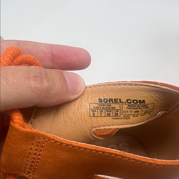 SOREL - Cameron Orange Suede Lace Up Lightweight Open Toe Platform Sandal SZ 9 - Picture 9 of 16